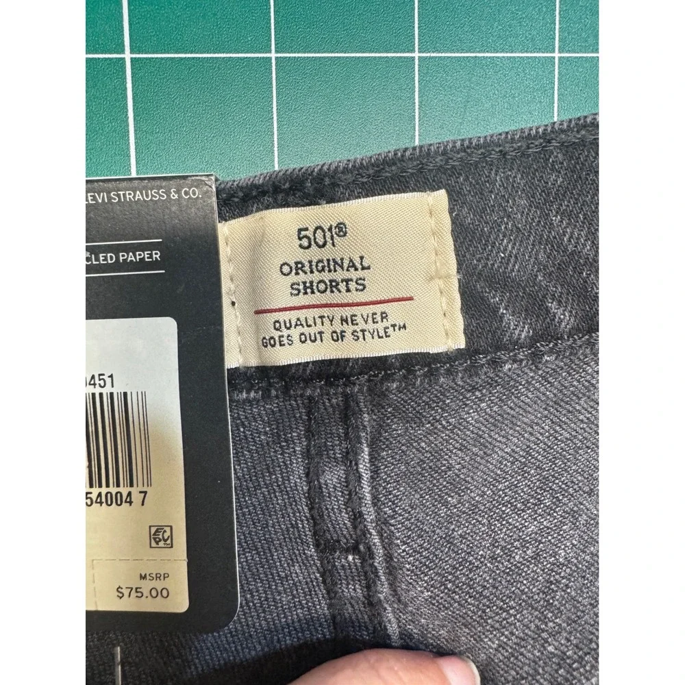 Levis 501 Original Shorts Womens 26 Washed Black High Rise Stretch Denim Cutoffs